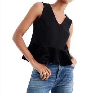 J. Crew Black Velvet Peplum Sleeveless Top Size S